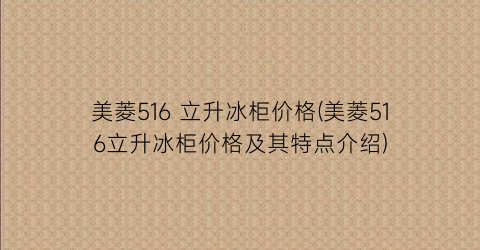美菱516 立升冰柜价格(美菱516立升冰柜价格及其特点介绍)